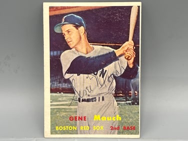 1957 Topps Gene Mauch On Card In Person Auto #342 - No COA