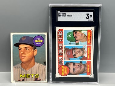 1969 Topps Tom Seaver #480 & 1969 Topps Rollie Fingers RC #597 SGC VG 3