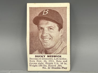 1941 Double Play Ducky Medwick Solo Panel - Cut Card #22