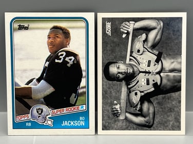 1988 Topps Bo Jackson RC #327 & 1990 Score Bo Jackson Shoulder Pads #697
