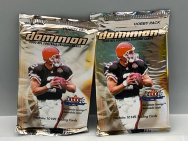 Lot of (2) 2000 Dominion Football Sealed Hobby Packs - Possible Tom Brady RC