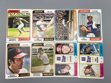 Lot of (8) 1974 Topps Baseball Star Player Cards - Varying Conditions