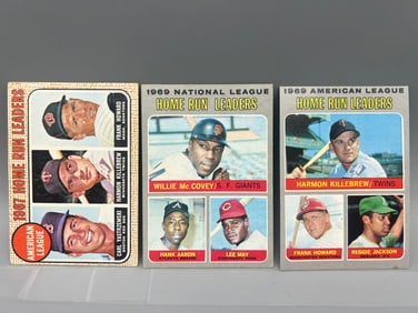1968 Topps AL Home Run Leaders Yastrzemski/Killebrew/Howard #6, 1970 Topps NL Home Run Leaders #65 &