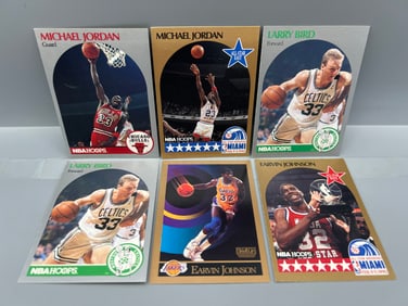 Lot of (6) Assorted 1990s Basketball Star Player Cards - Varying Conditions