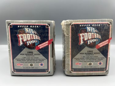 Lot of (2) 1991 Upper Deck High # Series Football Sealed Sets