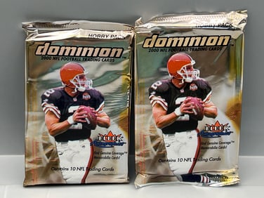 Lot of (2) 2000 Dominion Football Sealed Hobby Packs - Possible Tom Brady RC