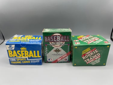 1990 Upper Deck High # Series Sealed Set, 1990 Fleer Update Sealed Set, & 1991 Score Traded Sealed