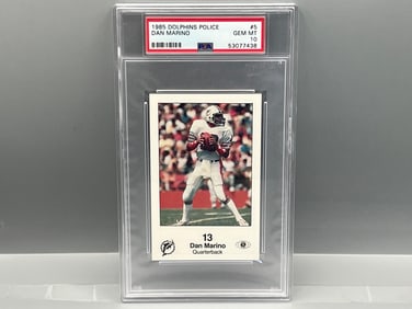 1985 Dolphins Police Dan Marino 2nd Year #5 PSA Gem Mint 10 - tough oddball issue