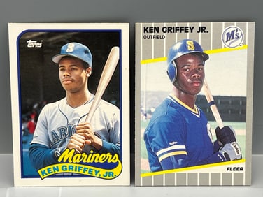 1989 Topps Traded Ken Griffey Jr. RC #41T & 1989 Fleer Ken Griffey Jr. RC #548