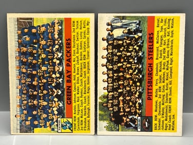 1956 Topps Green Bay Packers Team Card #7 & Pittsburgh Steelers Team Card #63
