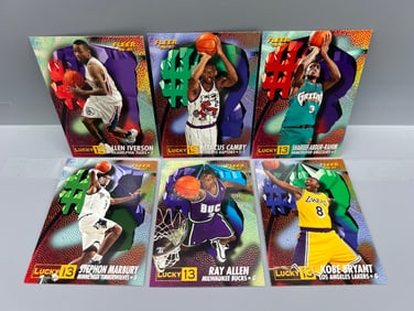 1996-97 Fleer Lucky 13 Basketball 6 Card Partial Set W/ Kobe Bryant RC, Allen Iverson RC, Ray Allen