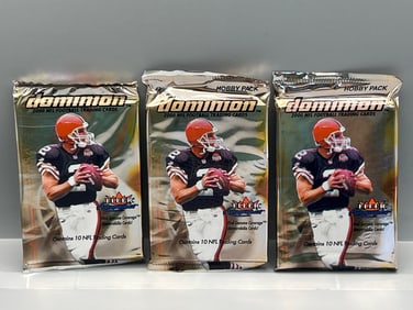 Lot of (3) 2000 Dominion Football Sealed Hobby Packs - Possible Tom Brady RC