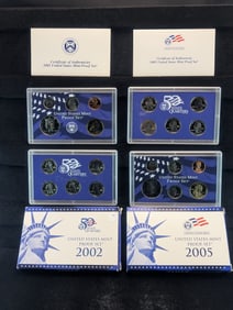 2002-S & 2005-S Proof Sets With OGP & COA's. 21 Coins.