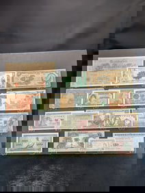 Assortment Of 17 Different Banknotes From 17 Different Countries.