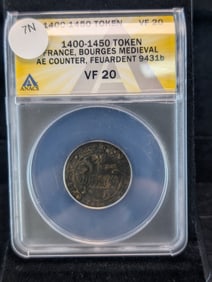 Circa 1400-1450 French Medieval Token Graded VF20 By ANACS Grading Company.
