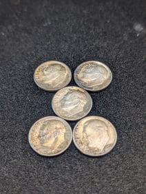 Two 1953-D & Three 1954-P Roosevelt Dimes