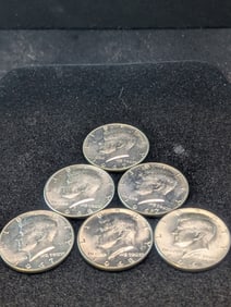 Three 1967-P & Three 1968-D Kennedy Half Dollars. 40% Silver.