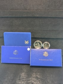 1986-S Statue Of Liberty, Ellis Island Commemorative 2-Coin Proof Silver Dollar & Half Dollar With