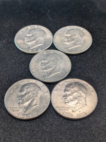 1974-D, Three 1976-D, & 1977-D Eisenhower Dollars