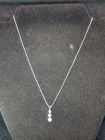 18" .925 Box Chain Necklace With .925 Pendant With 3 oz. Stones. 3.6 grams