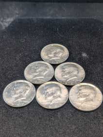 Three 1967-P & Three 1968-D Kennedy Half Dollars. 40% Silver.