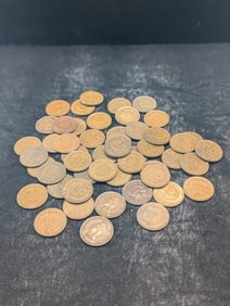 Roll Of 50 Mixed Date Indian Head Cents.