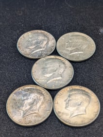 1965, 1966, 1967, 1968-D, & 1969-D Kennedy Half Dollars. 40% Silver.