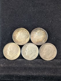 Two 1954-P, One 1954-D, & Two 1962-D Roosevelt Dimes