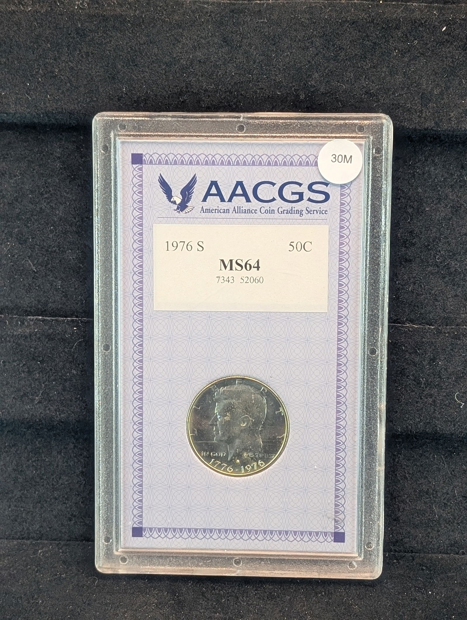 1976-S Kennedy Half Dollar MS 64 By AACGS (1 of 3)
