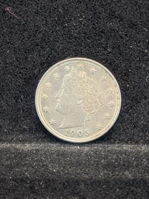 1905 XF-AU Liberty Head V-Nickel. Scarce This Grade.