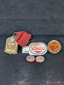 American Legion Medal, Pinback Buttons, & Sohio Clicker