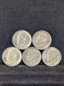 Three 1964-P & Two 1964-D Roosevelt Dimes