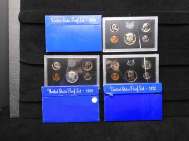 1969-S 1970-S 1972-S United States 5-Coin Proof Sets With Original Gov't Packaging. Includes The