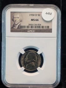 1950-D Jefferson Nickel MS 66 By NGC