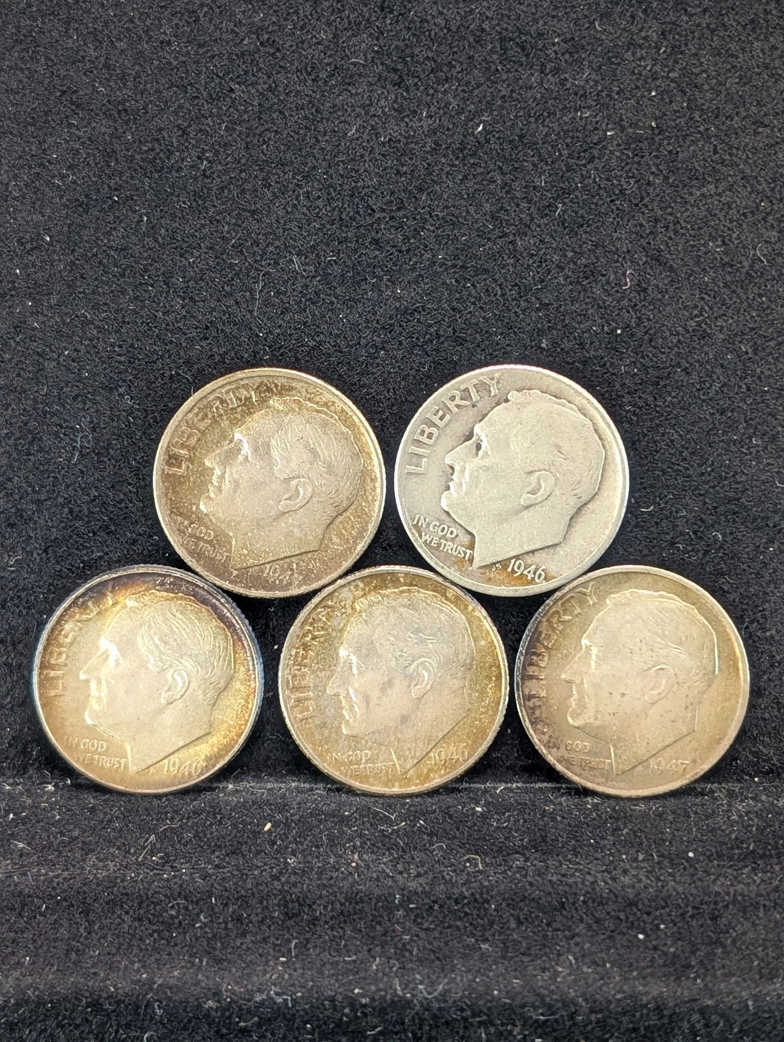 Three 1946-P & Two 1947-P Roosevelt Dimes (1 of 2)