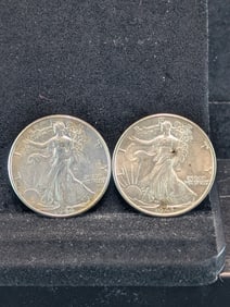 1943 1944 AU-BU Walking Liberty Half Dollars.