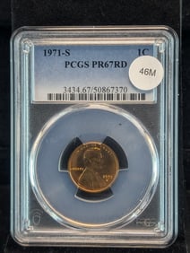 1971-S Lincoln Memorial Cent PR 67 RD By PCGS