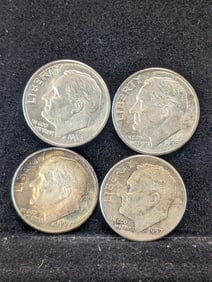 Two 1957-P, One 1958-P, & One 1964-P Roosevelt Dimes.