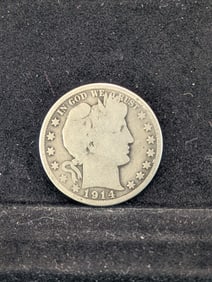 1914 Barber Half Dollar. Key Date. Books @ $100 AG3, $130 G4