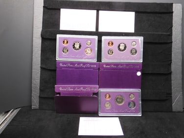 1989-S 1990-S 1993-S United States 5-Coin Proof Sets With Original Gov't Packaging.