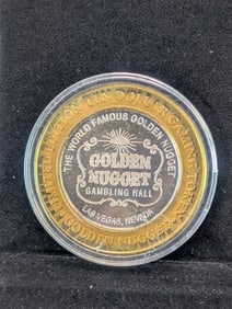 Golden Nugget Ten Dollar Gaming Token. .999 Silver Center.
