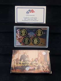 2007-S U.S. Mint Presidential One Dollar Coin Proof Set. 4 Coins.