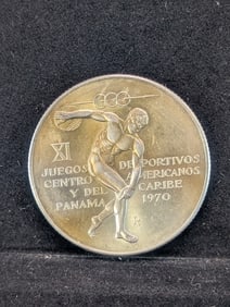 1970 Five Balboas From Panama. 35.7 grams, 92.5% Silver Each.