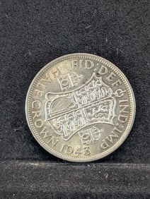 1943 Half Crown. 14.138 grams, 50% Silver.