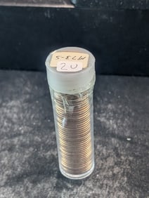 Roll of 50-Gem BU 1973-S minted Lincoln cents.