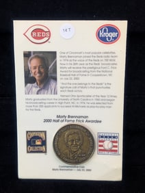 2000 Marty Brennaman Commemorative Medal On Card From Kroger