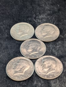 Five 1973-D Kennedy Half Dollars