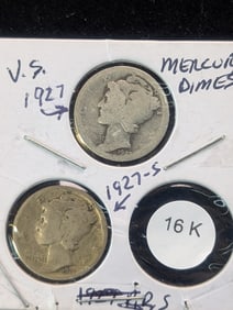 1927 P & S Mercury Dimes