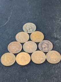 10 Mixed Date Indian Head Cents