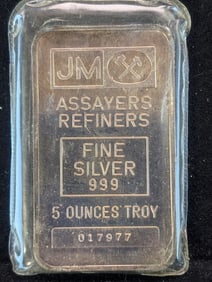5 Troy ounces .999 Fine Silver, Assayers Refiners.